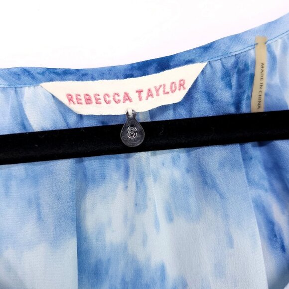 Rebecca Taylor 100% Silk Button Up Blouse Women's Top Size 8 Drawstring Belt - Picture 6 of 12